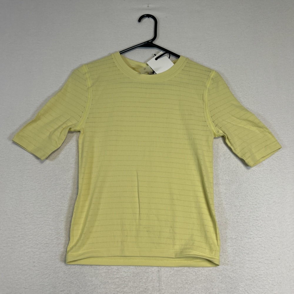 CALIA Women Yellow Seamless Focus Short Sleeve Athletic Crop Tee Size M NWT